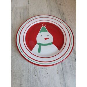 St Nicholas square Snowman plate stripped xmas kitchen